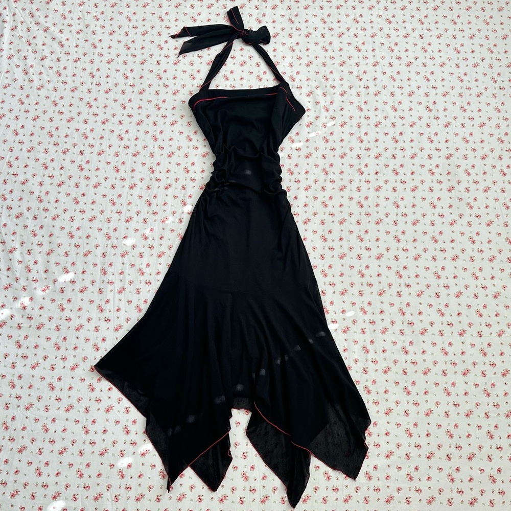 y2k black fairy dress with asymmetrical hem